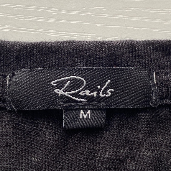 Rails Cara Black Rainbow Cactus Linen Blend Tee Size Medium - Picture 10 of 13